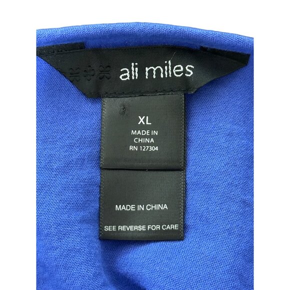 Ali Miles Womens Tunic Blue V-Neck Layered Hem Top Roll-Tab Sleeves Size XL - Picture 5 of 9